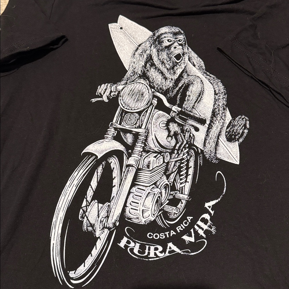 Pura Vida Costa Rico Surfer Monkey Men’s T-Shirt Size M - Picture 3 of 3